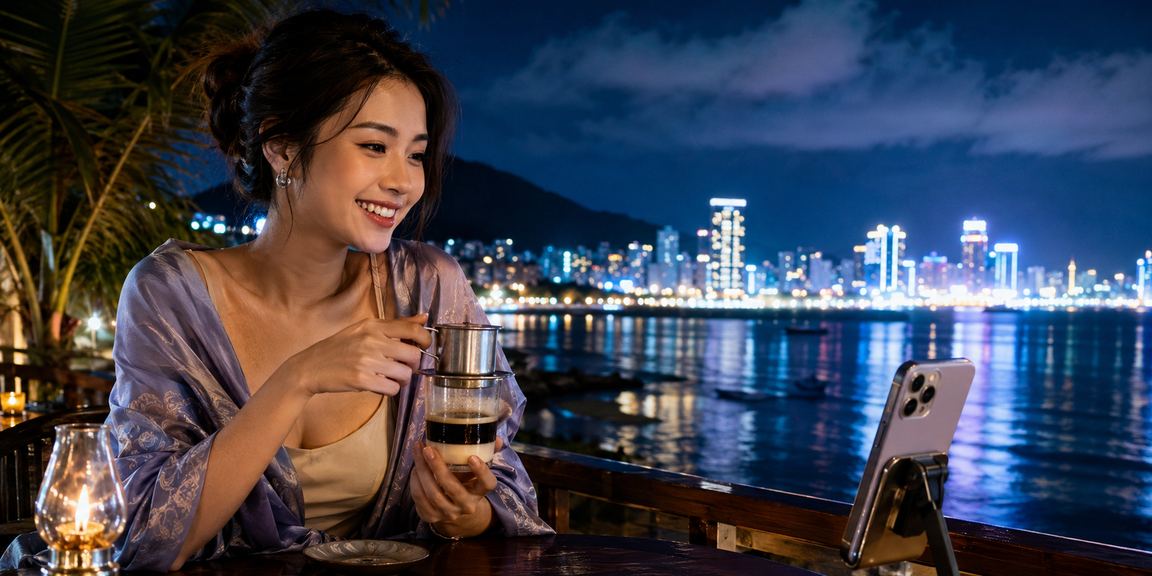 Không gian Vũng Tàu minh họa người dùng tra cứu voucher và quyền lợi thành viên
